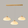 3-Light Colorful Dome Wooden Island Pendant Light Image - 3