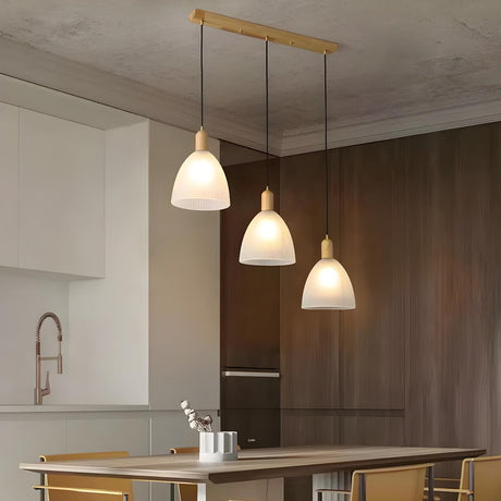 3-Light Cone Modern Wooden Island Pendant Light Image - 1