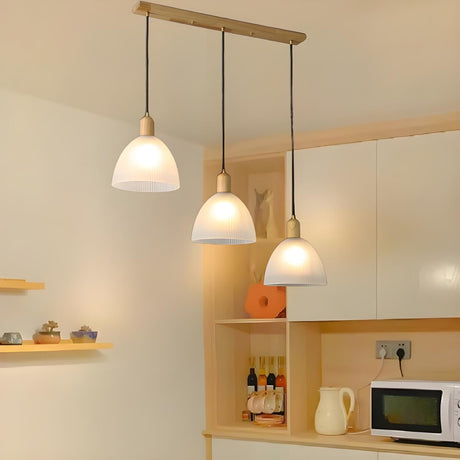 3-Light Cone Modern Wooden Island Pendant Light Image - 2