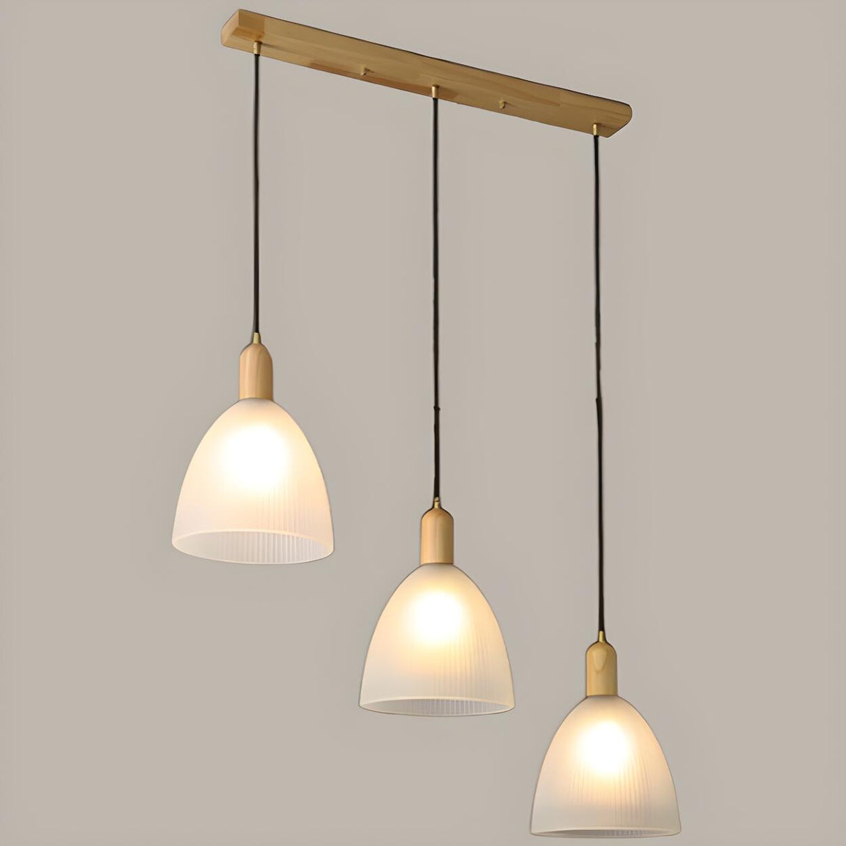 3-Light Cone Modern Wooden Island Pendant Light Image - 4