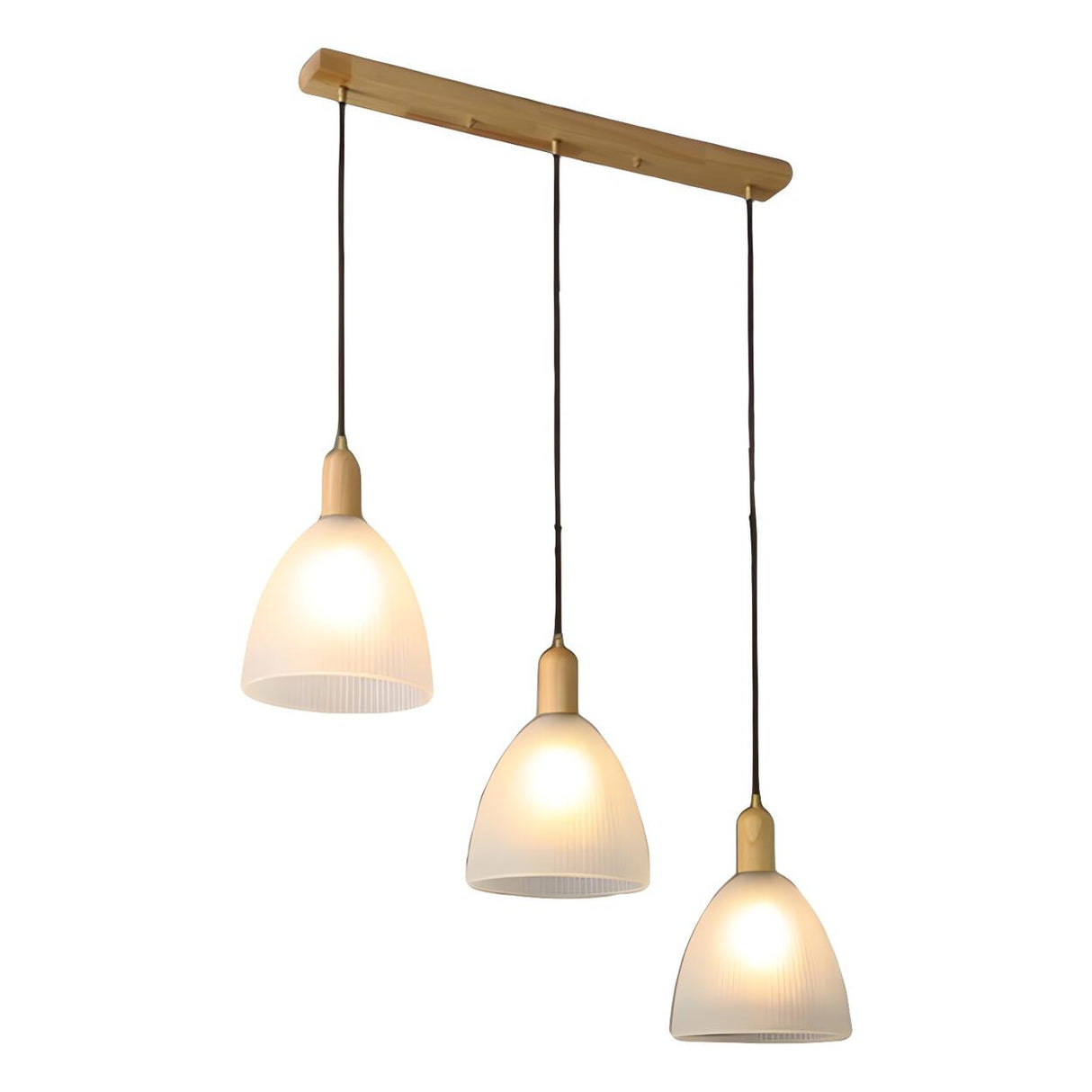 3-Light Cone Modern Wooden Island Pendant Light Image - 5