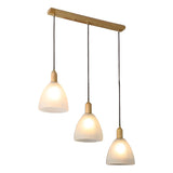 3-Light Cone Modern Wooden Island Pendant Light Image - 5