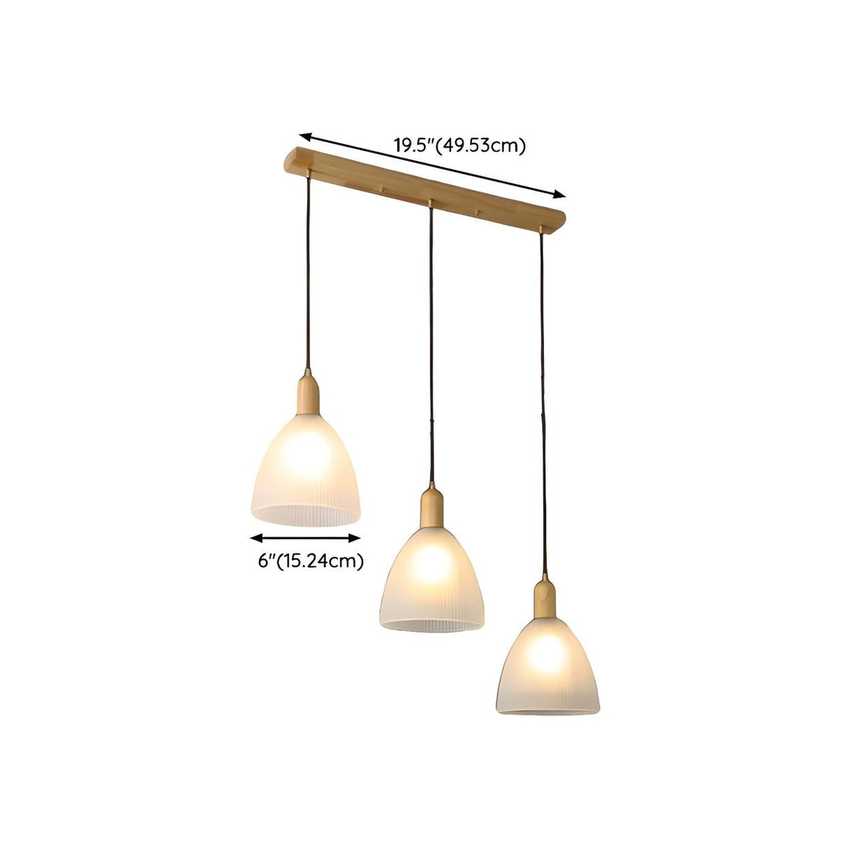 3-Light Cone Modern Wooden Island Pendant Light 