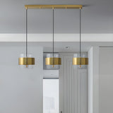 3-Light Contemporary Gold Cylinder Island Pendant Light Image - 1