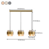 3-Light Contemporary Gold Cylinder Island Pendant Light #size