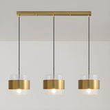 3-Light Contemporary Gold Cylinder Island Pendant Light Image - 2