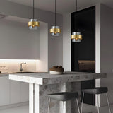 3-Light Contemporary Gold Cylinder Island Pendant Light Image - 4