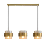 3-Light Contemporary Gold Cylinder Island Pendant Light Image - 8