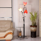 3-Light Countryside Floral and Tree Metallic Floor Lamp Image - 1