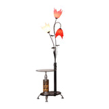 3-Light Countryside Floral and Tree Metallic Floor Lamp Image - 3