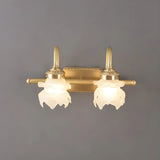 3-Light Decorative Gold Floral Glass Vanity Light Image - 4