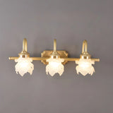 3-Light Decorative Gold Floral Glass Vanity Light Image - 6