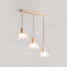 3-Light Dome Wood LED Kitchen Island Pendant Light Image - 2