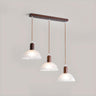 3-Light Dome Wood LED Kitchen Island Pendant Light Image - 3