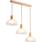 3-Light Dome Wood LED Kitchen Island Pendant Light Image - 7