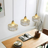 3-Light Elegant Gold Cage Crystal Accents Island Light Image - 6