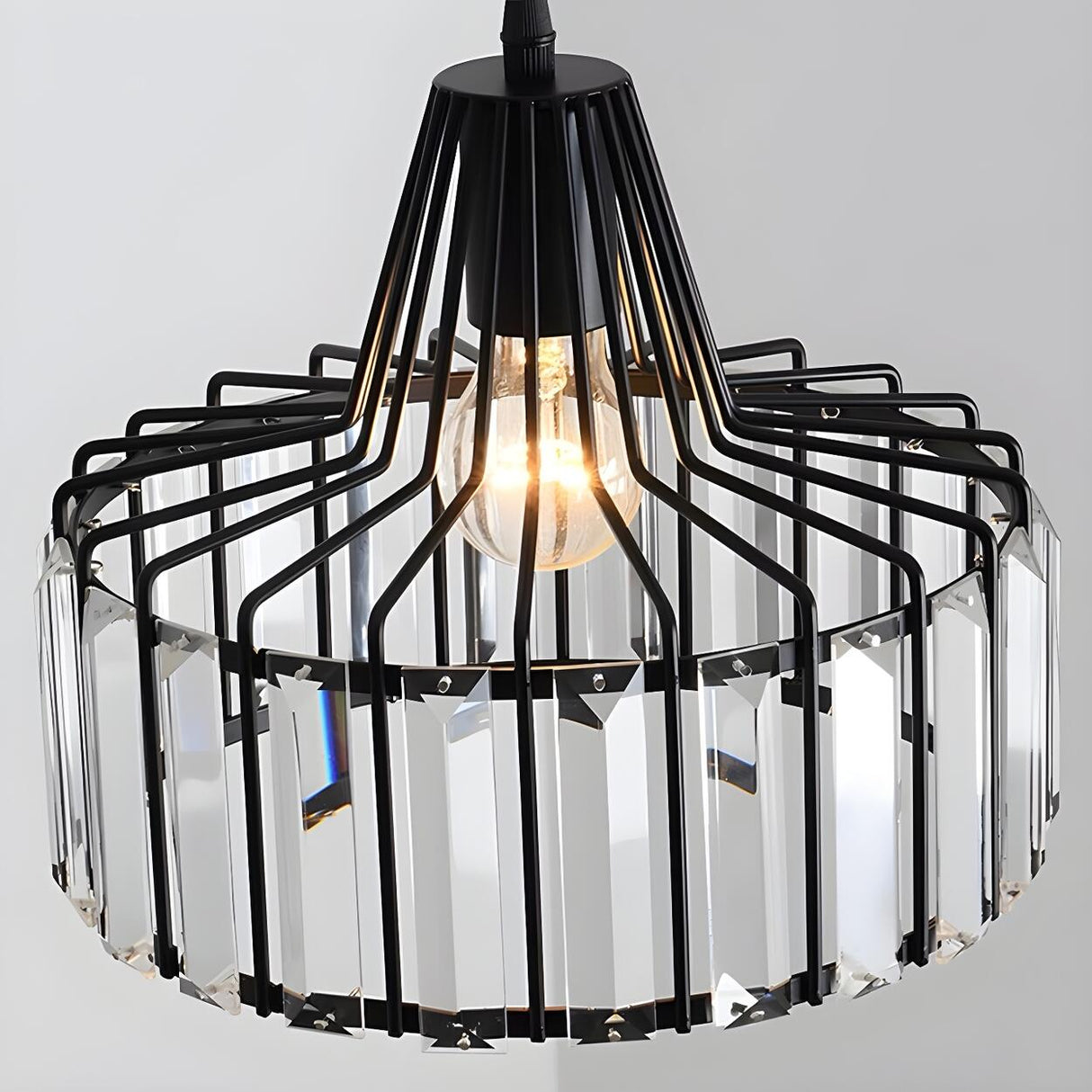 3-Light Elegant Gold Cage Crystal Accents Island Light Image - 9