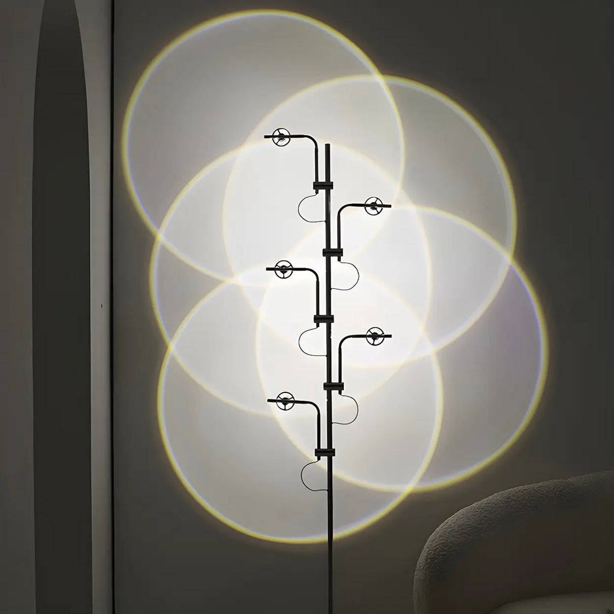 3-Light Exquisite Circle Chrome LED Metal Floor Lamp Image - 11