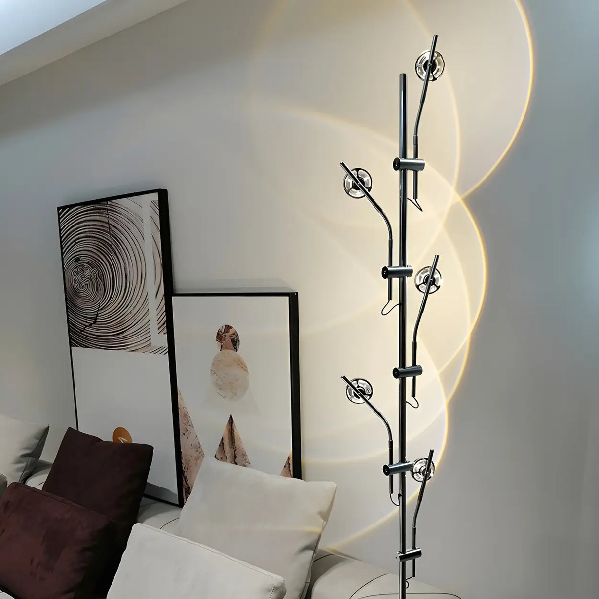 3-Light Exquisite Circle Chrome LED Metal Floor Lamp Image - 3