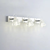 3-Light Exquisite Diamond Glass Silver Vanity Light Image - 10