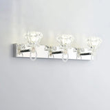 3-Light Exquisite Diamond Glass Silver Vanity Light Image - 13