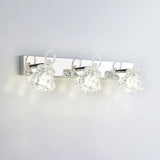 3-Light Exquisite Diamond Glass Silver Vanity Light Image - 15