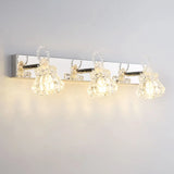 3-Light Exquisite Diamond Glass Silver Vanity Light Image - 8