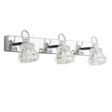 3-Light Exquisite Diamond Glass Silver Vanity Light Image - 9