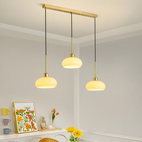 3-Light Exquisite Gold Dome Island Pendant Light Image - 1