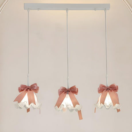 3-Light Exquisite Pink Bowknot and Floral Island Light Image - 2