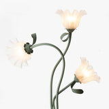 3-Light Fresh Green Floral Metal LED Floor Light Image - 11