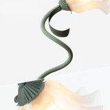 3-Light Fresh Green Floral Metal LED Floor Light Image - 4