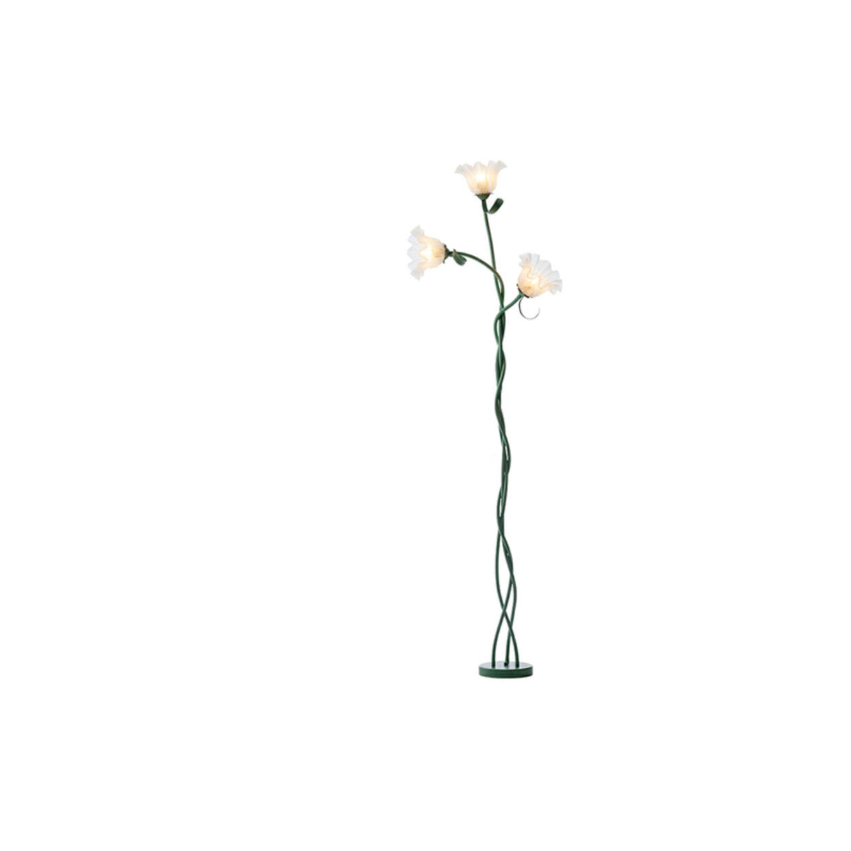 3-Light Fresh Green Floral Metal LED Floor Light Image - 5