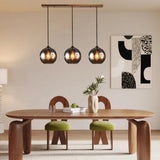 3-Light Glass Globe Kitchen Island Pendant Light Image - 1