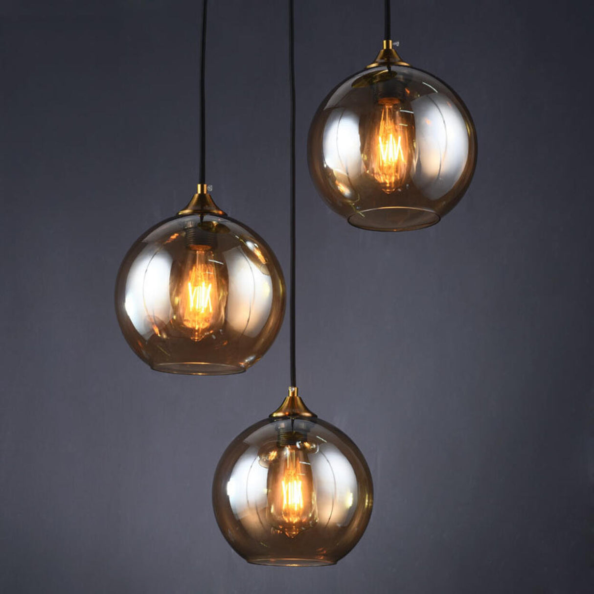 3-Light Glass Globe Kitchen Island Pendant Light Image - 10