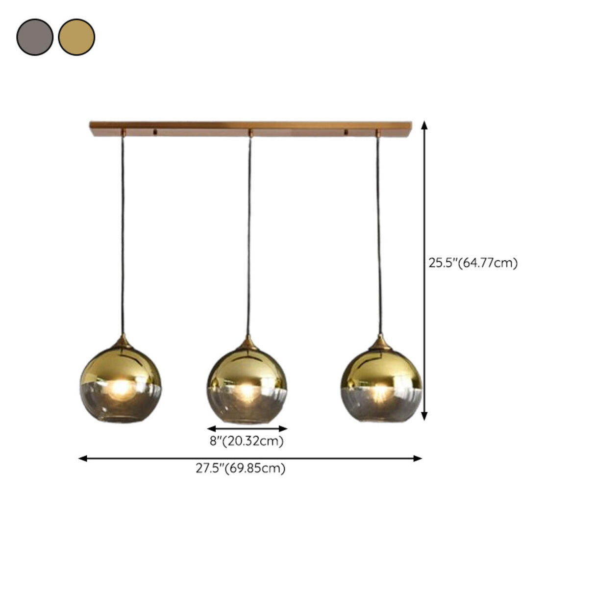 3-Light Glass Globe Kitchen Island Pendant Light Image - 12