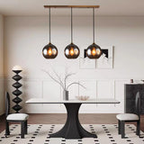 3-Light Glass Globe Kitchen Island Pendant Light Image - 3