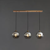 3-Light Glass Globe Kitchen Island Pendant Light Image - 5