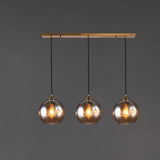 3-Light Glass Globe Kitchen Island Pendant Light Image - 6