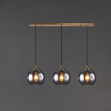 3-Light Glass Globe Kitchen Island Pendant Light Image - 7