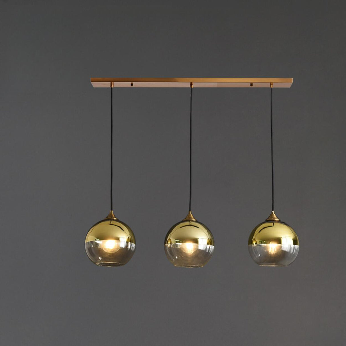 3-Light Glass Globe Kitchen Island Pendant Light Image - 8