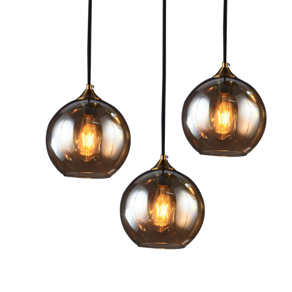 3-Light Glass Globe Kitchen Island Pendant Light Image - 9