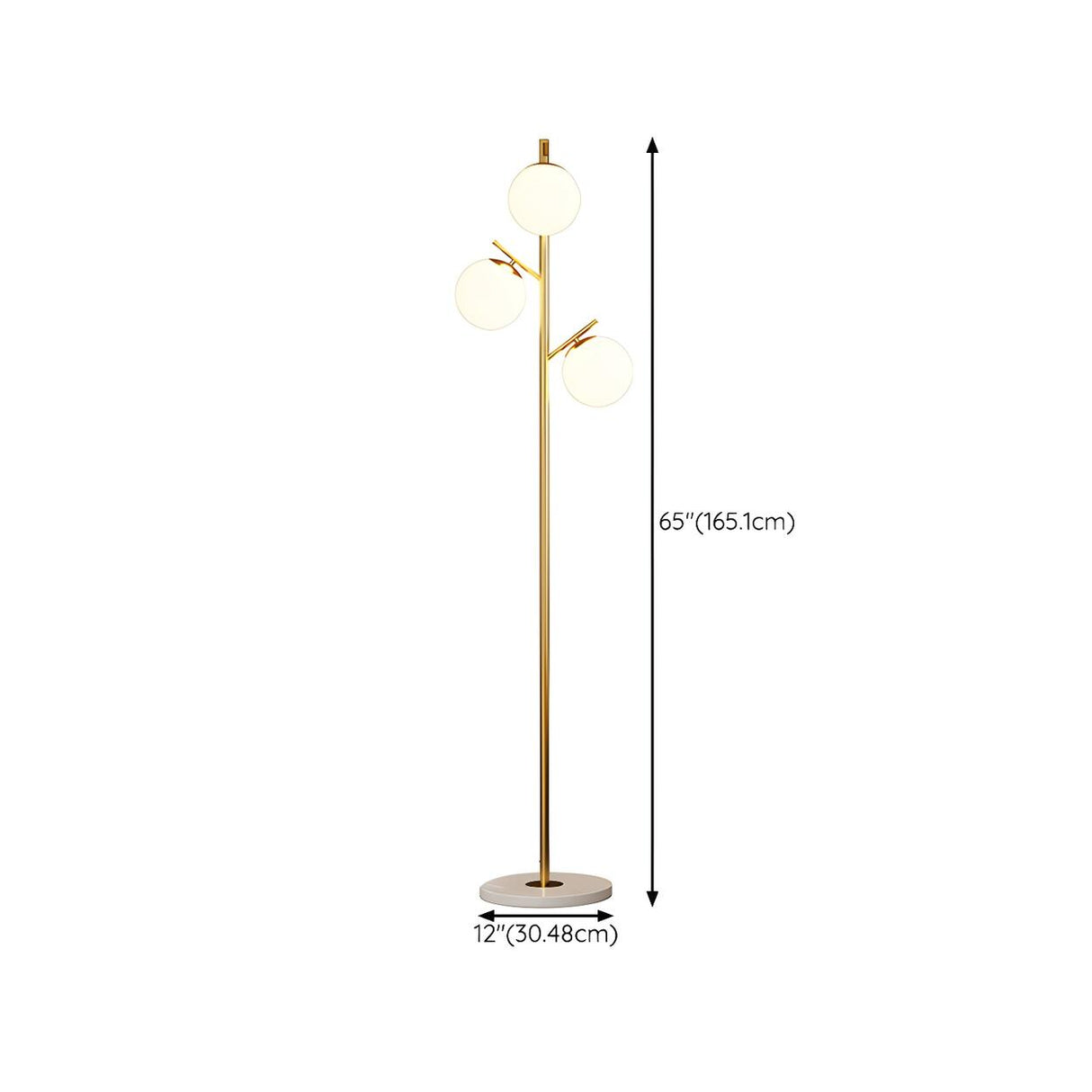 3-Light Globe Contemporary Gold Metal Floor Lamp 