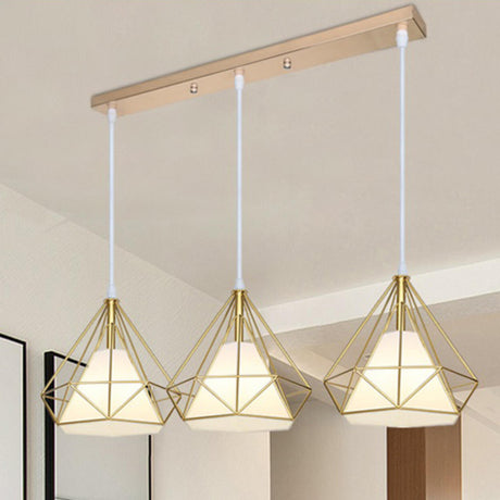 3-Light Gold Diamond Adjustable Island Ceiling Light Image - 1