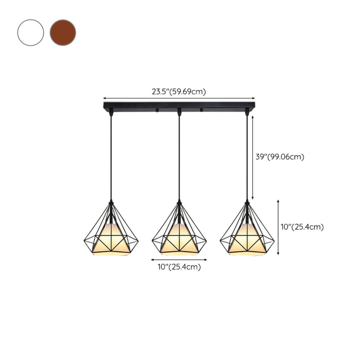 3-Light Gold Diamond Adjustable Island Ceiling Light 