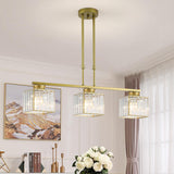 3-Light Gold Modern Square Island Pendant Light Image - 1