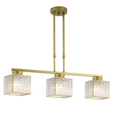 3-Light Gold Modern Square Island Pendant Light Image - 10