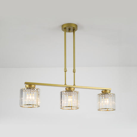 3-Light Gold Modern Square Island Pendant Light Image - 2