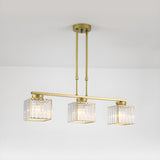 3-Light Gold Modern Square Island Pendant Light Image - 3