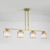 3-Light Gold Modern Square Island Pendant Light Image - 5